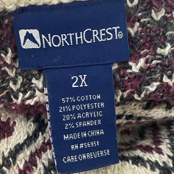 Northcrest Womens Sweater Size 2X Purple, Ivory - Picture 5 of 5